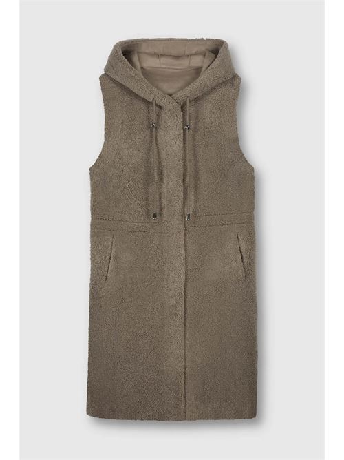 jing gilet lungo reversibile con cappuccio RINO & PELLE | JING.7002310TAUPE